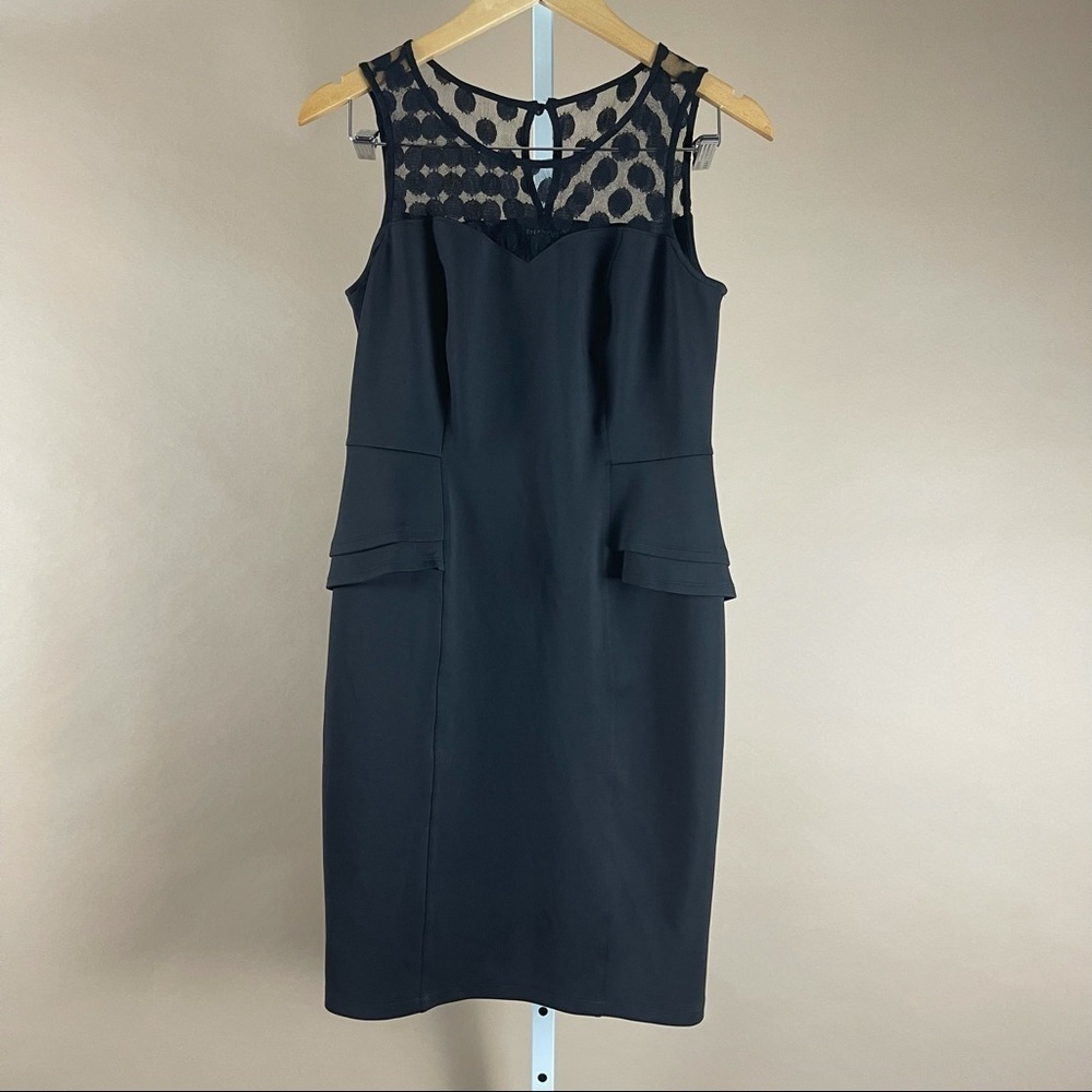 En Focus Studio Size 8 Evening Formal Dress Illusion Neckline Mod Polka Dot